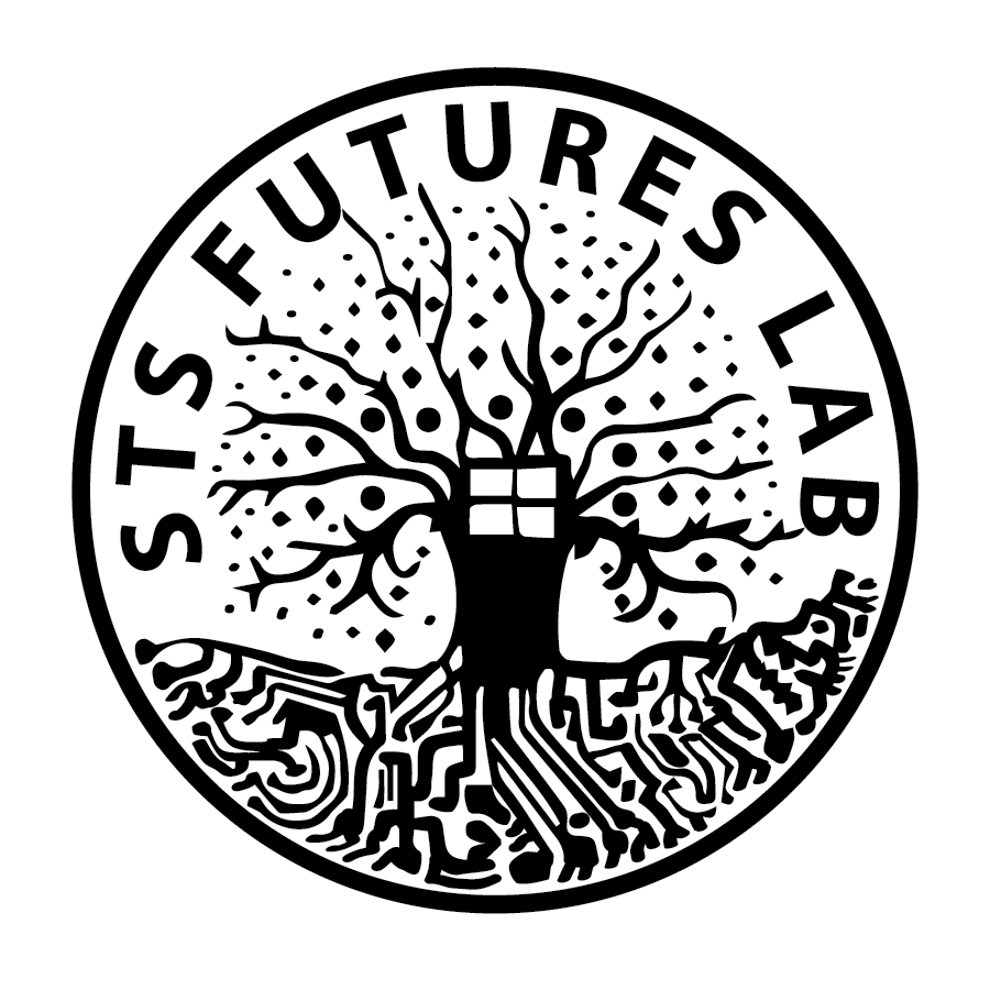 STS Futures Lab logo is a white circle containing a black tree with circuit board roots 