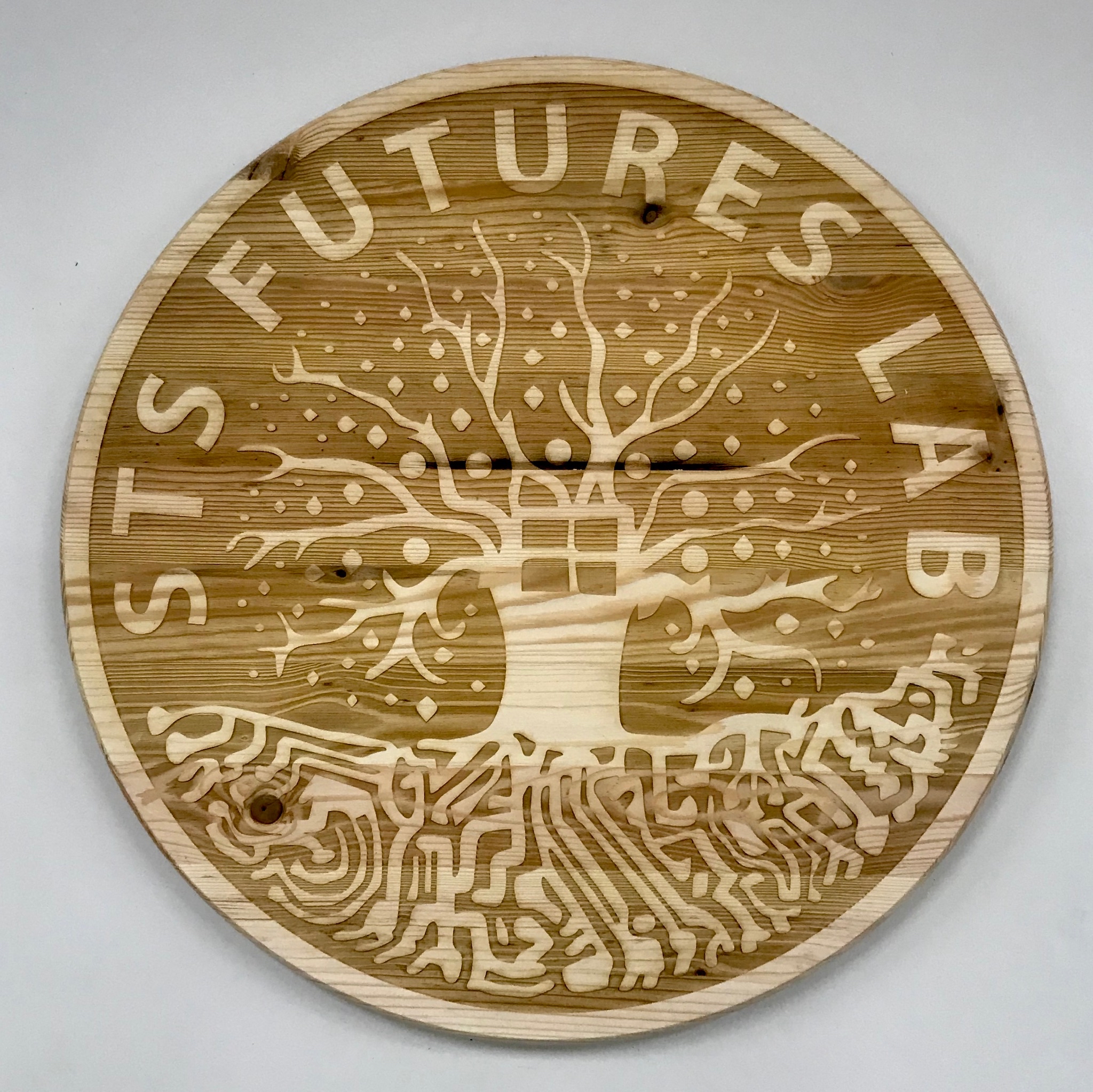 A Wood Burnout of STS Futures Lab logo