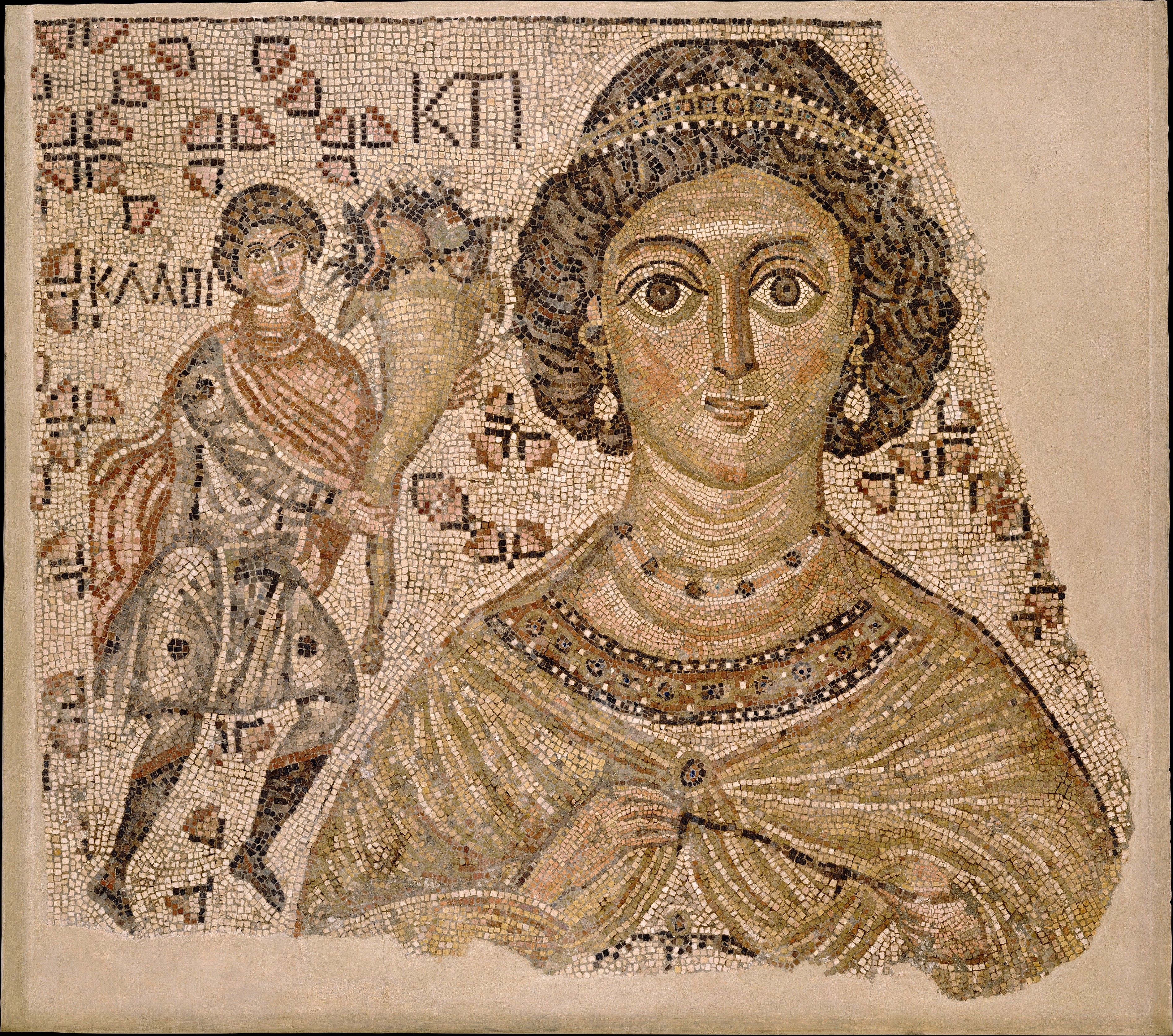 Fragment of a Floor Mosaic with a Personification of Ktisis 500–550, with modern restoration