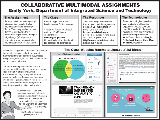 This image presents The Assignment, the Class, the Resources, the Technologies, and some narrative regarding multimodal assignments